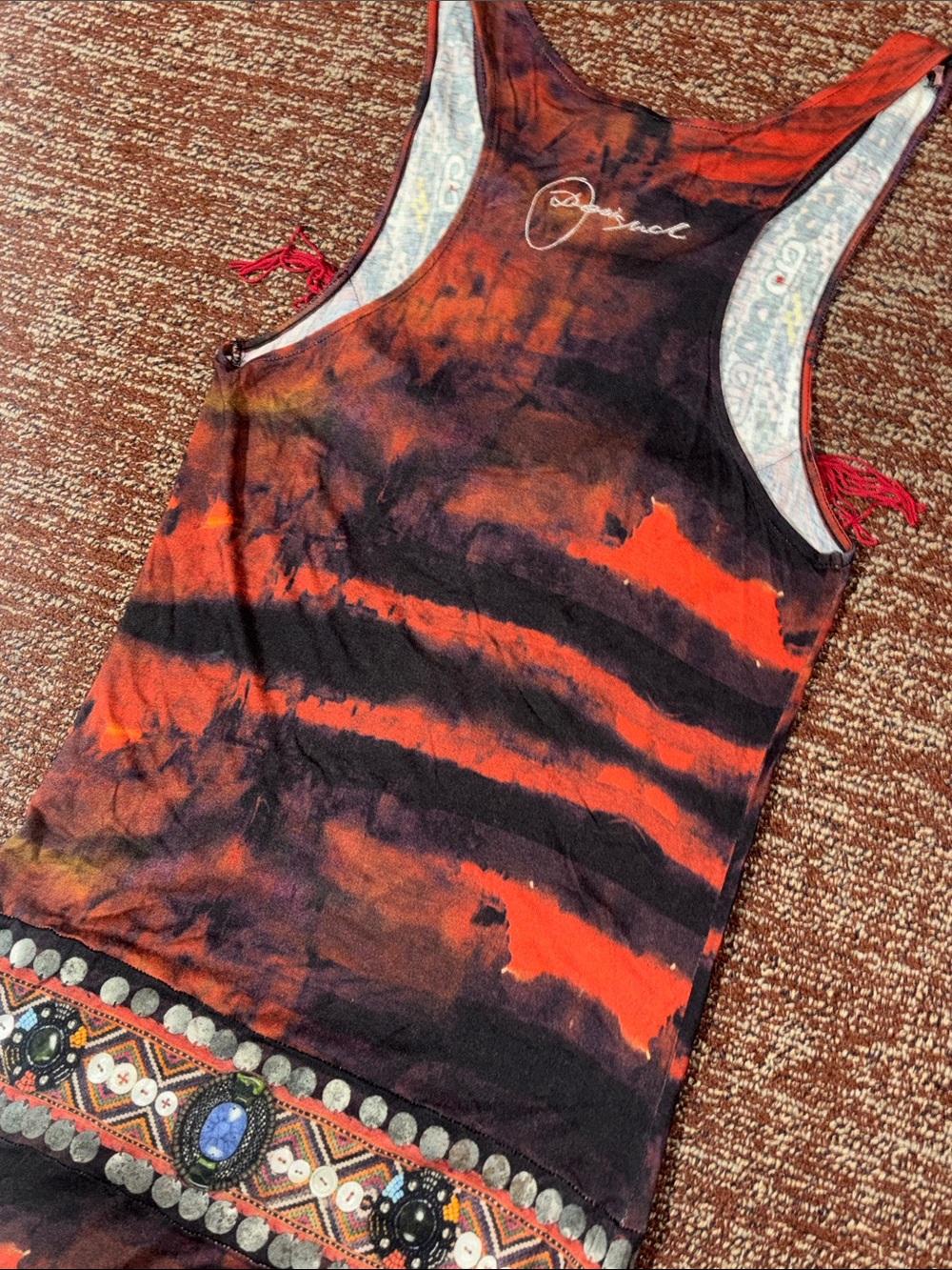 Vintage Desigual 90’s y2k maxi dress stretch jersey drop waist loose fit top M - Picture 5 of 16